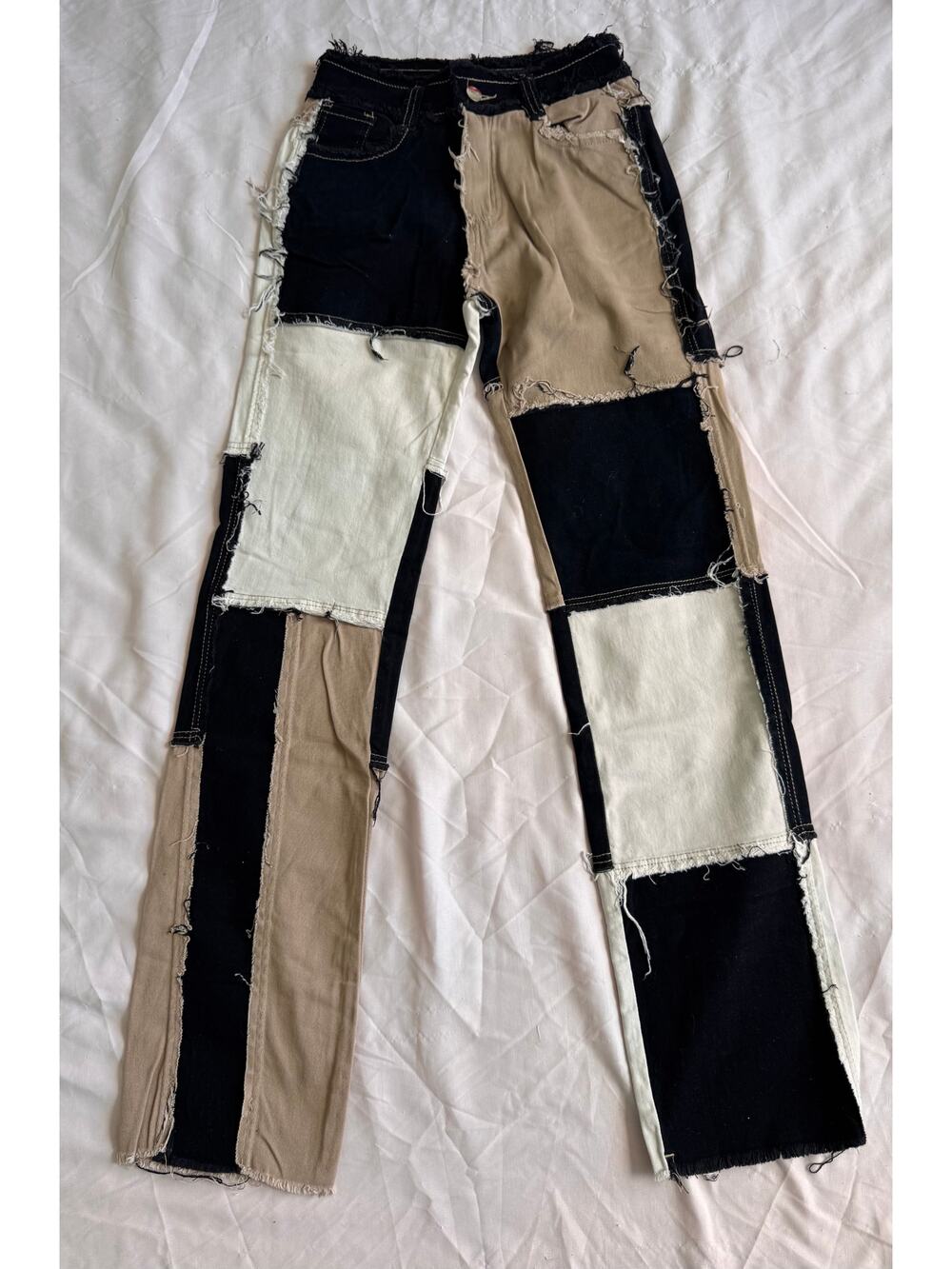 Unbranded Patchwork Wide-Leg Jeans XS